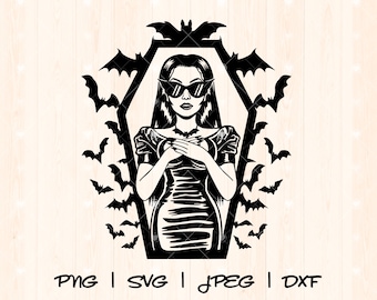 Vampire Svg Png | Retro Horror Svg Png | Bat Svg Png | Goth Png Svg | Coffin Svg | Vampire Cut File | Gothic Clipart Spooky Vampire Clipart