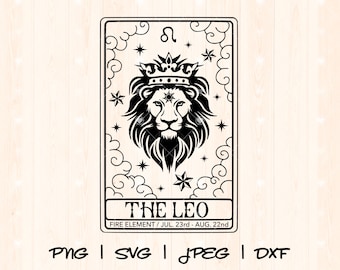 Leo Svg Png | Astrology Svg | Leo Zodiac Sign Svg Png | Leo Queen Svg | Leo Girl Svg Png | Lion Tarot Card Horoscope Leo Birthday Svg Png