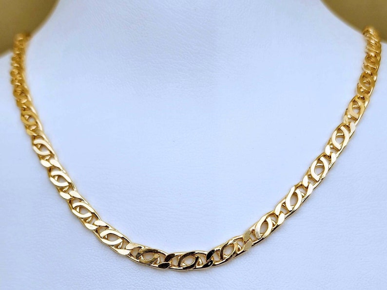 14k Gold Double Curb Flat chains, 5mm. Best birthday/Anniversary gift. REAL GOLD. Worldwide free shipping. 585 Certified & stamped. image 5