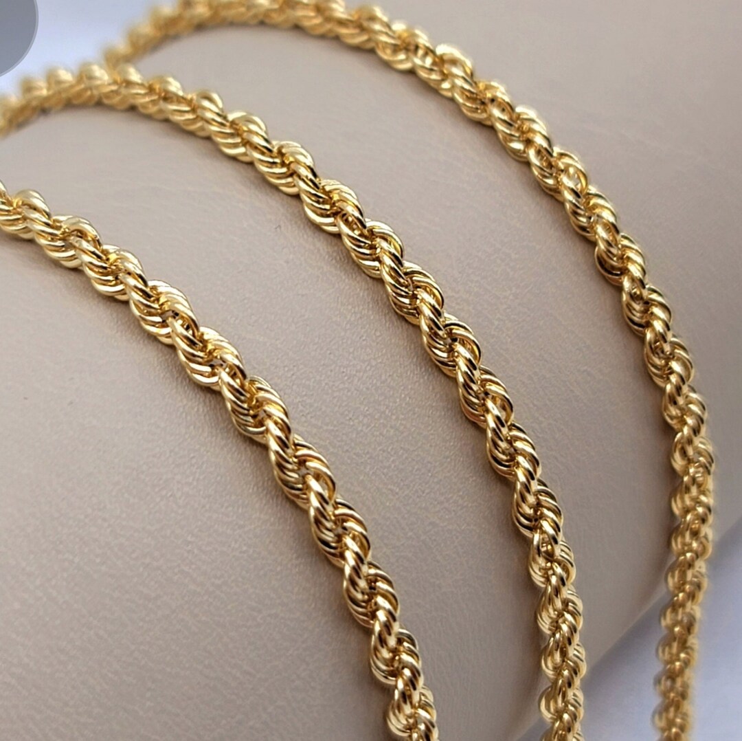 14k Gold Rope Chains in Different Sizes, 3mm/4mm. REAL GOLD. Worldwide