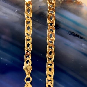 14k Gold Double Curb Flat chains, 5mm. Best birthday/Anniversary gift. REAL GOLD. Worldwide free shipping. 585 Certified & stamped. image 9