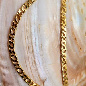 14k Gold Double Curb Flat chains, 5mm. Best birthday/Anniversary gift. REAL GOLD. Worldwide free shipping. 585 Certified & stamped. image 4