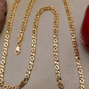 14k Gold Double Curb Flat chains, 5mm. Best birthday/Anniversary gift. REAL GOLD. Worldwide free shipping. 585 Certified & stamped. image 2
