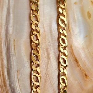 14k Gold Double Curb Flat chains, 5mm. Best birthday/Anniversary gift. REAL GOLD. Worldwide free shipping. 585 Certified & stamped. image 8