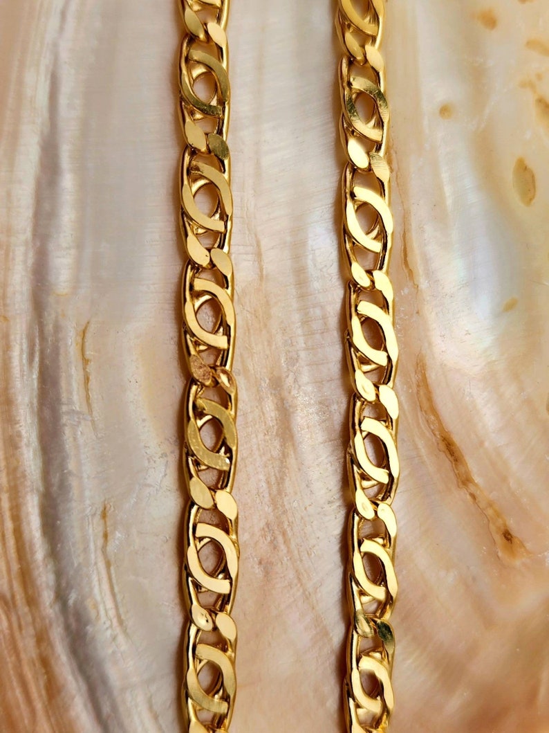 14k Gold Double Curb Flat chains, 5mm. Best birthday/Anniversary gift. REAL GOLD. Worldwide free shipping. 585 Certified & stamped. image 8