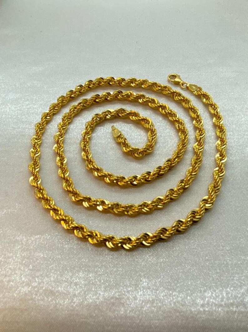 14k Gold Rope Chains in Different Sizes, 3mm/4mm. REAL GOLD. Worldwide