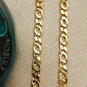 14k Gold Double Curb Flat chains, 5mm. Best birthday/Anniversary gift. REAL GOLD. Worldwide free shipping. 585 Certified & stamped. image 6