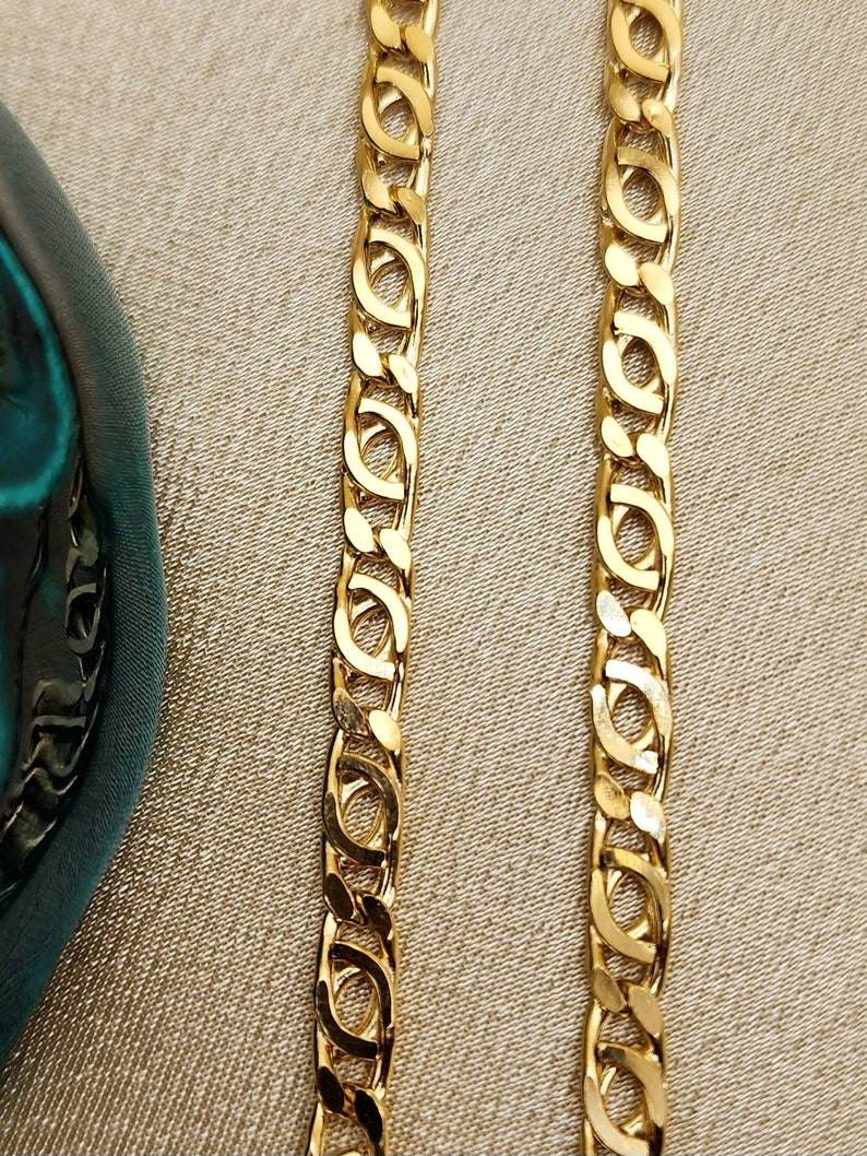 14k Gold Double Curb Flat chains, 5mm. Best birthday/Anniversary gift. REAL GOLD. Worldwide free shipping. 585 Certified & stamped. image 6