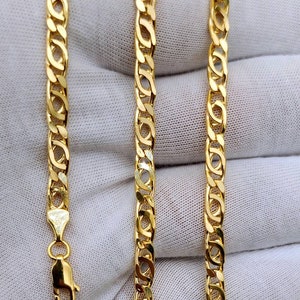 14k Gold Double Curb Flat chains, 5mm. Best birthday/Anniversary gift. REAL GOLD. Worldwide free shipping. 585 Certified & stamped. image 7