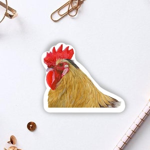 Rooster Sticker. Farm Animal Die Cut Sticker. Chicken Sticker. Laminated Vinyl Sticker, Water Resistant. Gift for Chicken Lovers. Watercolor