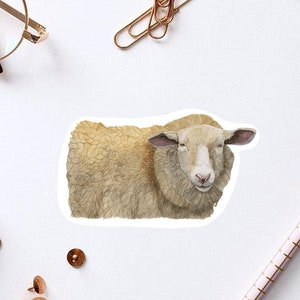 Sheep Vinyl Sticker. Farm Animal Sheep Watercolor Sticker. Water Bottle, Tumbler, Planner. Water Resistant Laminated Die Cut Sticker. Gifts.