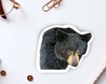 North American Black Bear Die Cut Sticker. Original Watercolor Painting from Bear Series. Original Sticker, Illustration, Great Gift.