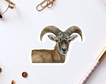 Watercolor Goat Sticker. Laminated Matte Vinyl Sticker. Farm Animal Sticker. Die Cut Brown Goat Sticker. Water Resistant. Cute Goat Gift.