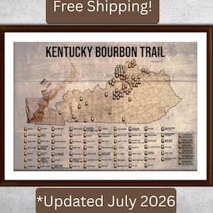 Kentucky Bourbon Distilleries Map Push Pin Map Bourbon Trail Wall Art Travel Bucket List Bourbon Drinker Man Cave Decor Husband Gift for Him