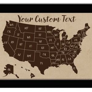 US Travel Map Push Pin Map Personalized Map of United States Apartment Decor Gift USA Custom Wall Map Canvas Framed Map Rustic Travel Gift