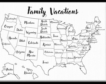 Push Pin Map, Personalized Travel Map, USA, United States, Second Anniversary Cotton, Family Vacation Tracker, Unique Birthday Gift for Him