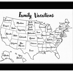 Push Pin Map, Personalized Travel Map, USA, United States, Second Anniversary Cotton, Family Vacation Tracker, Unique Birthday Gift for Him