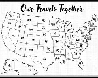 Push Pin Map Personalized Travel Map USA United States Second Anniversary Cotton Canvas Family Vacation Tracker Custom Wedding Registry Gift