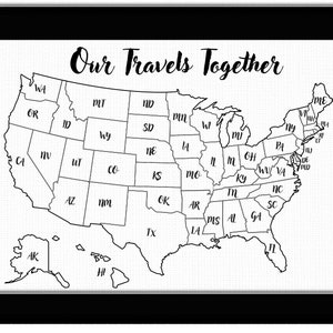 Push Pin Map Personalized Travel Map USA United States Second Anniversary Cotton Canvas Family Vacation Tracker Custom Wedding Registry Gift