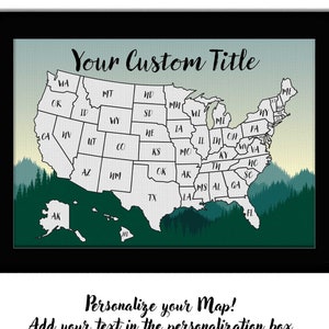 Push Pin Map Personalized Travel Map RV Road Trip Camping Family Vacation Tracker United States USA Custom Wedding Second Anniversary Gift