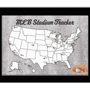 Baseball Push Pin Map Bucket List Ballpark Map MLB Poster Baseball Office Decor Gift Pro Baseball Stadium Tour Map Stadium Tracker Checklist