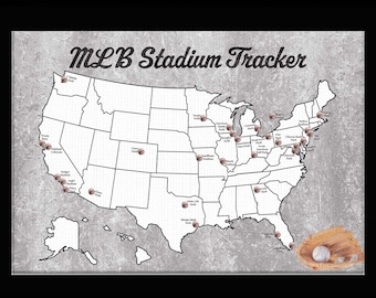 Baseball Push Pin Map Bucket List Ballpark Map MLB Poster Baseball Office Decor Gift Pro Baseball Stadium Tour Map Stadium Tracker Checklist