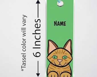 Orange Tabby Cat Bookmark, Custom Orange Cat Bookmark, Cat Bookmark, Personalized Bookmark, Cute Cat Lover Gift, Laminated with Tassel