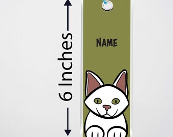 Custom White Cat Bookmark, White Persian Cat, Pet Portrait Bookmark, Personalized Cat Owner Gift, Laminated Bookmark with Tassel Reader Gift