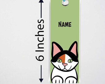 Custom Calico Cat Portrait Bookmark: Personalized Cat Lover Gift