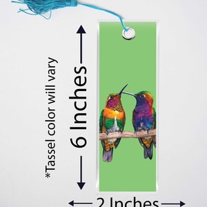 Hummingbird Bookmark Two Hummingbirds Couple Watercolor Handmade Laminated Bookmark with Tassel Hummingbird Gifts for Bird Lovers Bookmarker