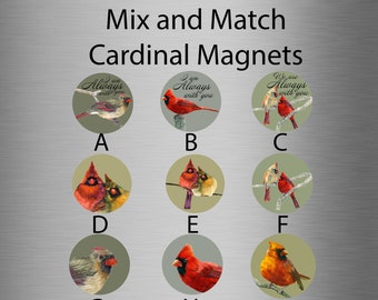 Cardinal Magnets Cardinal Bird Fridge Magnets Refrigerator Magnets Small Round Magnets for Kitchen Memorial Cardinals Red Gift for Loss Love