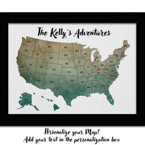 Push Pin Map Personalized Travel Map USA United States Family Vacation Tracker Custom Push Pin Map Travel Tracker Gifts for Travelers