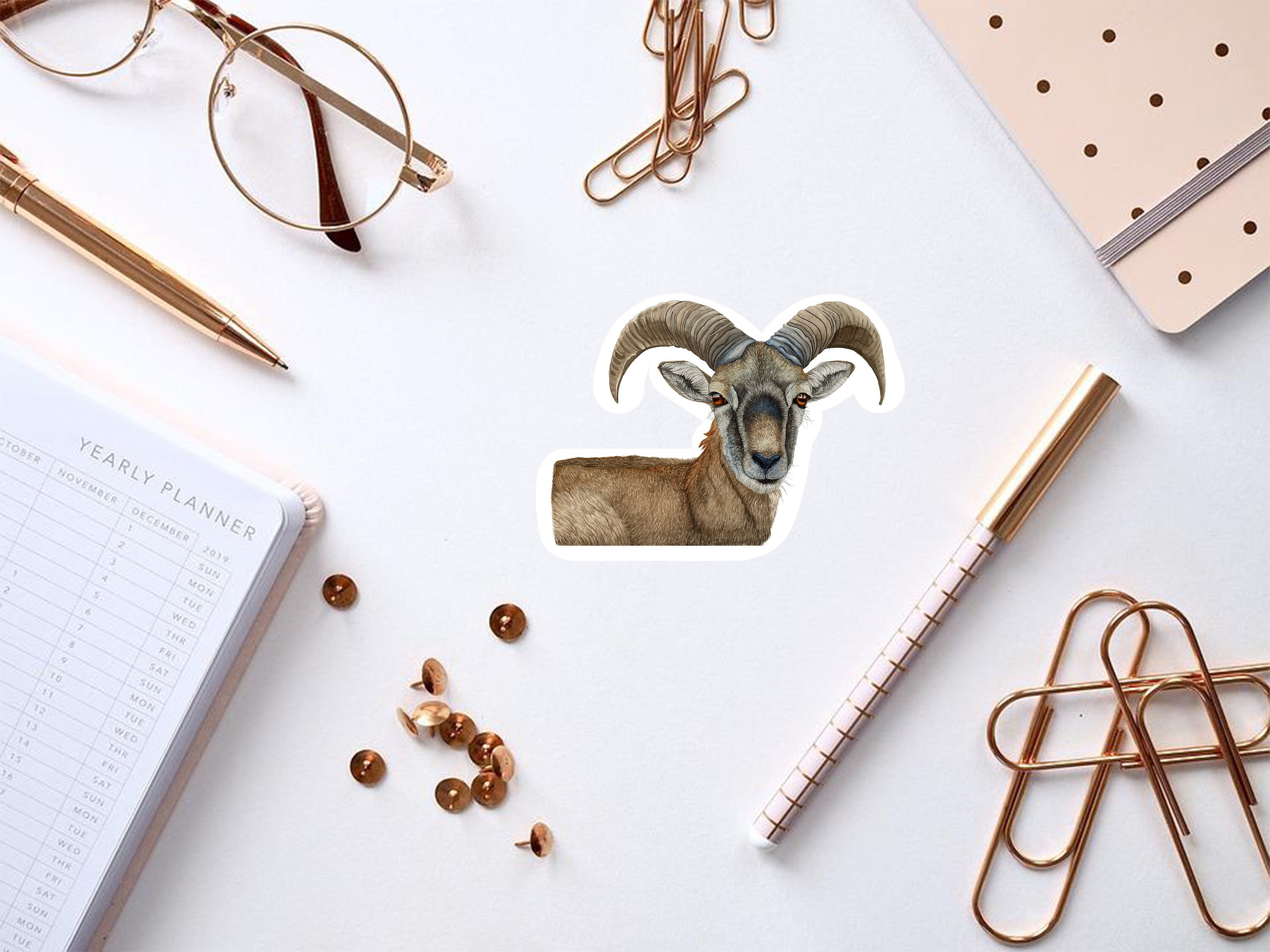 Wantagh Goat Sticker Watercolor Goat Sticker. Laminated Matte Vinyl Sticker. Farm Animal ...