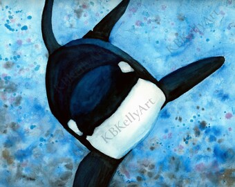 Orca Painting Watercolor Painting Whale Painting Killer Whale Print Whale Nursery Nautical Ocean Wall Poster Decor Sea Creatures Gifts Beach