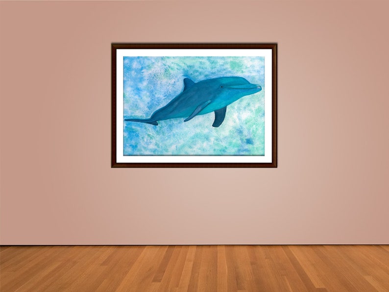 Dolphin Watercolor Art Print Dolphin Painting Beach Art Sea Animals ...