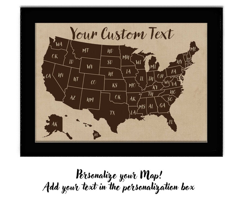 US Travel Map Push Pin Map Personalized Map of United States Apartment ...