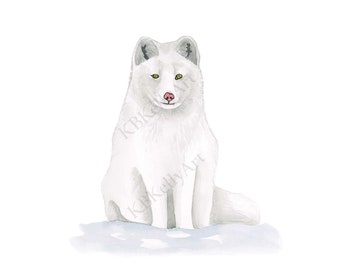 Arctic Fox Nursery Decor, Arctic Fox Watercolor, Snow Animal Print, Baby Animal for Nursery, Arctic Nursery Animals, Nursery Wall Art Print