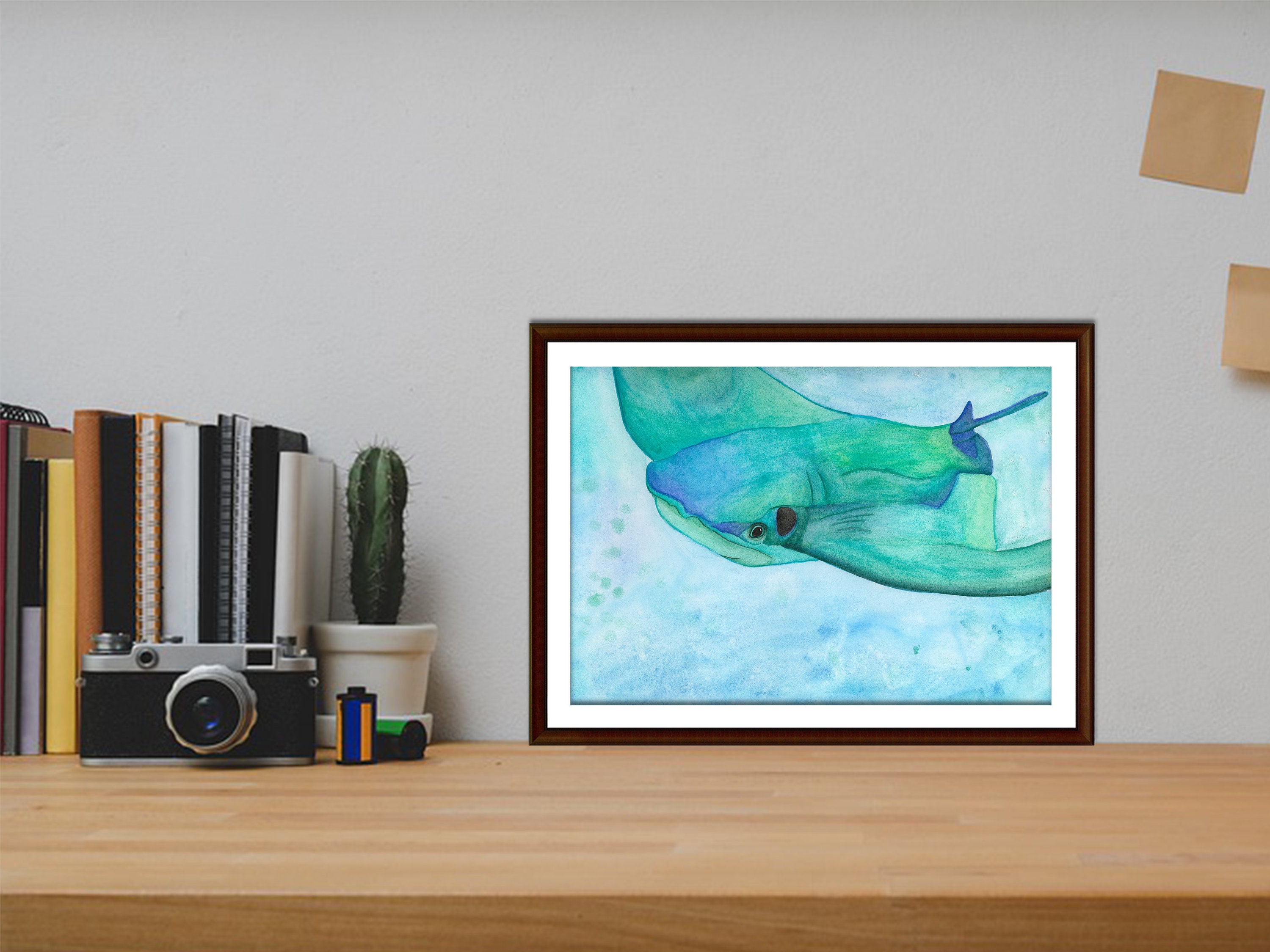 Stingray Watercolor Art Print Sting Ray Painting Wall Art Ocean Animal ...