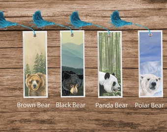 Bear Bookmarks. Watercolor Bookmarks Laminated. Brown Bear Bookmark. Black Bear Bookmark. Panda Bookmark. Polar Bear Bookmark. Book Lover.