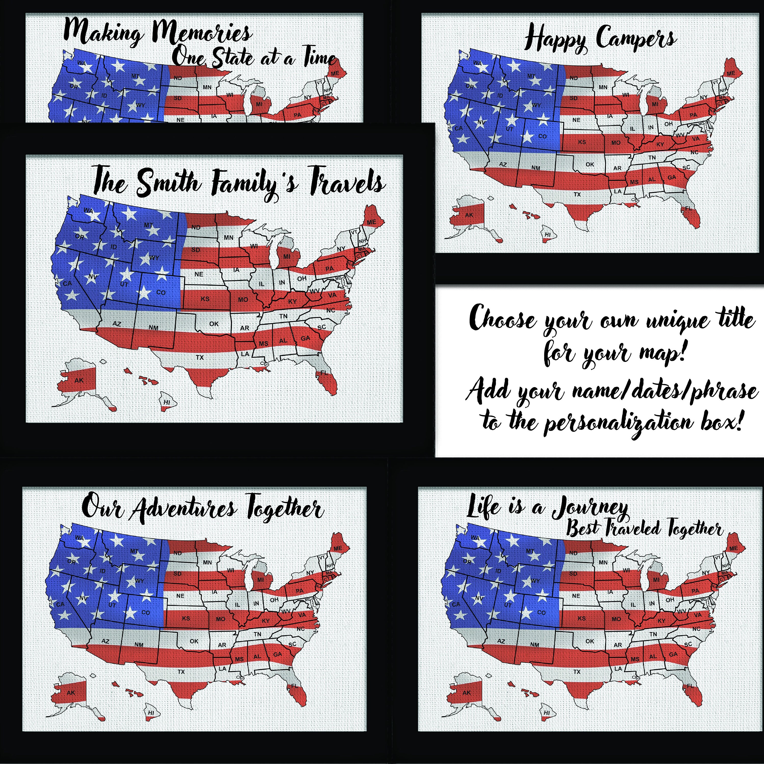 USA Flag Map US Travel Map Push Pin Map of the United States ...