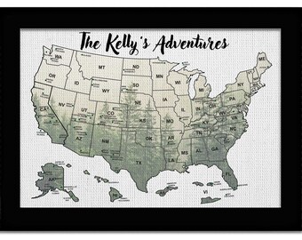 National Park Push Pin Map Great Outdoors Travel Map United States USA Map Christmas Gift from Family Gift for Hikers Nature Road Trip Map
