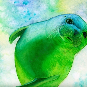 Seal Watercolor Art Print, Seal Print, Sea Animal Print, Sea Life Painting, Nursery Wall Art, Aquatic Marine Life, Gift, Ocean Animal Decor