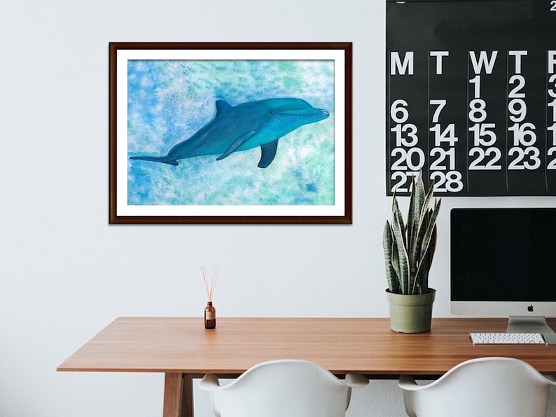 Dolphin Watercolor Art Print Dolphin Painting Beach Art Sea Animals ...
