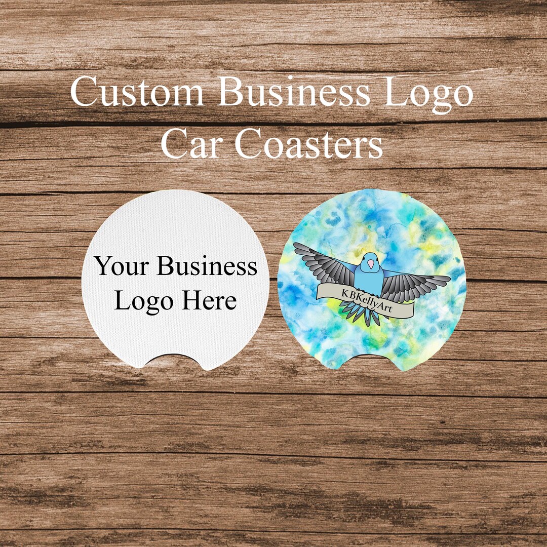 Custom Logo Car Coasters: Personalized Business Decor, Set of 2 - Etsy
