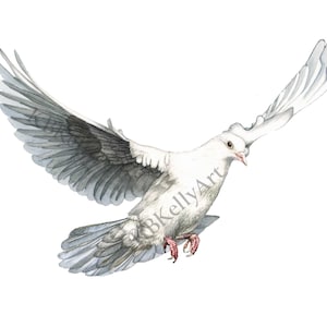 Dove Watercolor Art Print, White Dove Painting. Dove of Peace Spiritual Wall Art Decor. Bird Artwork Home Decor, Memorial Dove, Gift for Mom