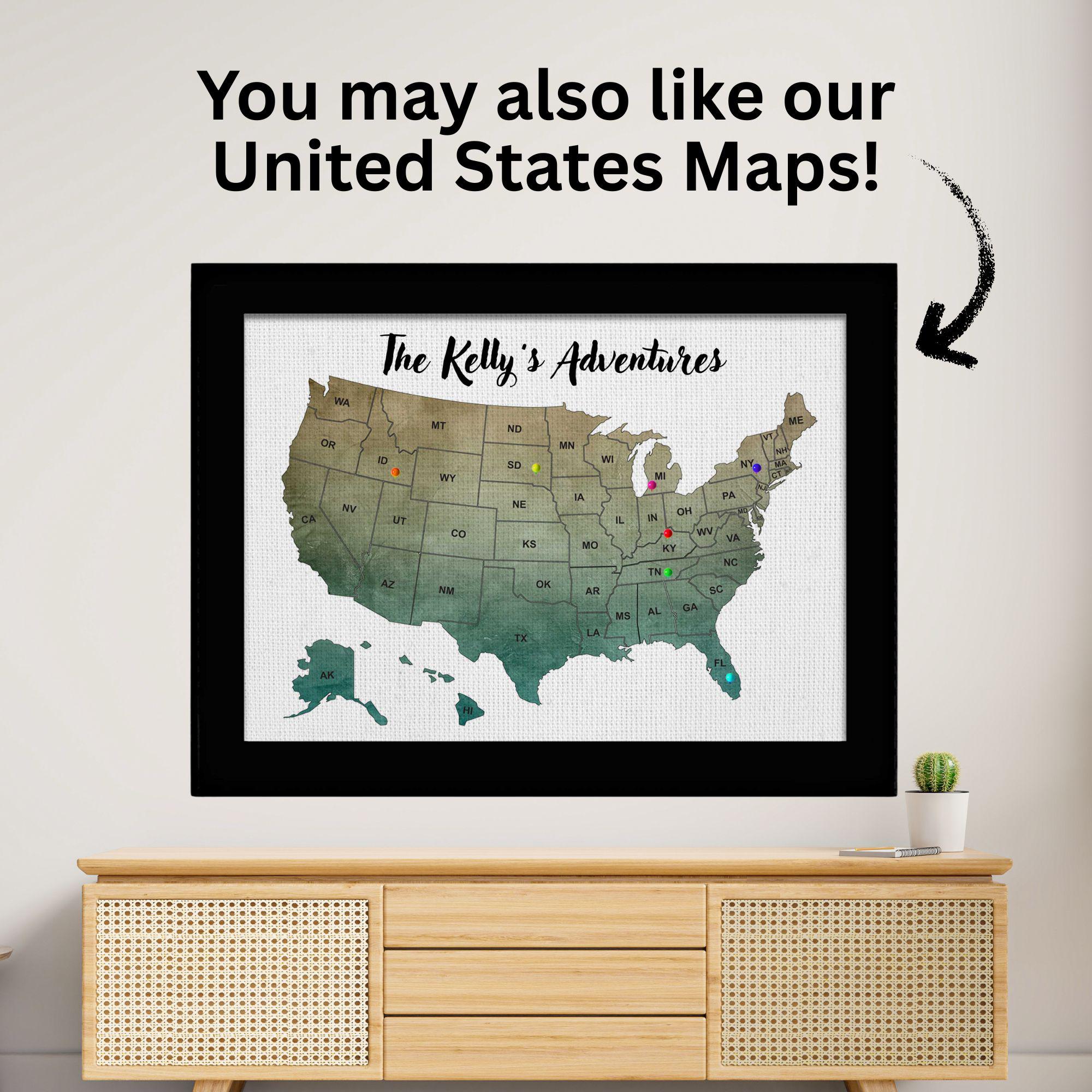 World Map Push Pin Custom Wall Art, Framed Canvas World Map ...