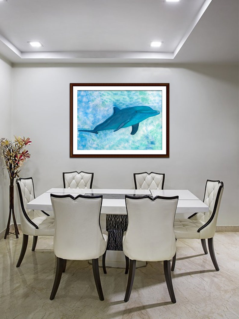 Dolphin Watercolor Art Print Dolphin Painting Beach Art Sea Animals ...