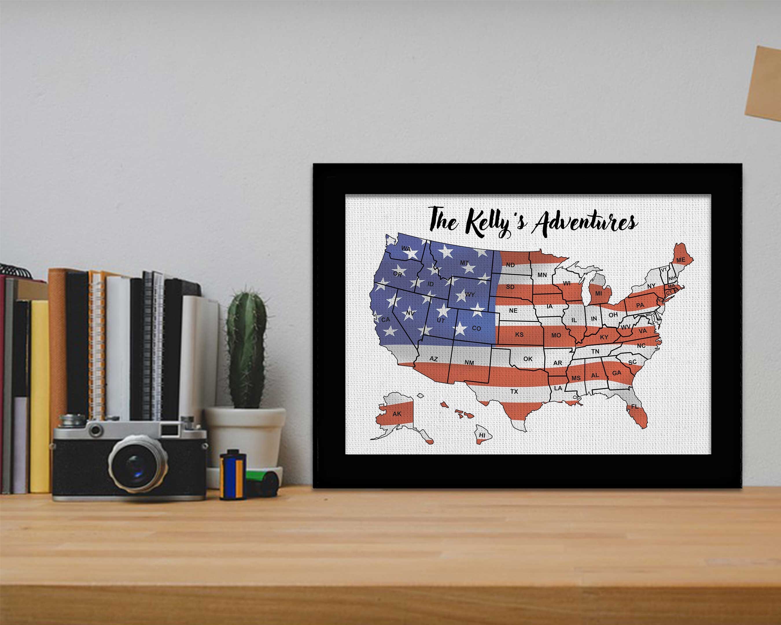 USA Flag Map US Travel Map Push Pin Map of the United States - Etsy