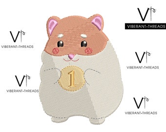 Cute Hamster Embroidery Design, Hamster Machine Embroidery File, Cute Animal Embroidery Pattern, Pet Rodent Design, Instant Download
