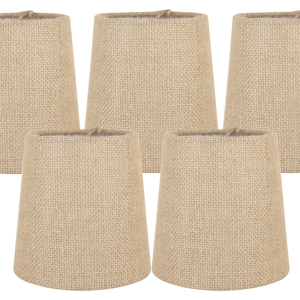 Meriville Natural Burlap Clip On Chandelier Lamp Shades, 4-inch by 5-inch by 5-inch